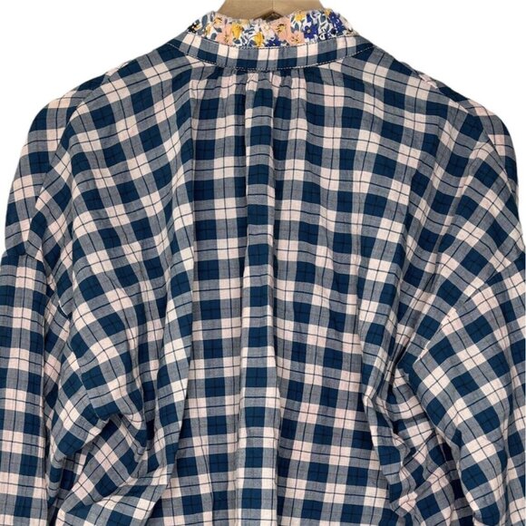 Pilcro Anthropologie Plaid Buttondown Shirt (Size M) Tavi Floral Ruffle Collar - Picture 9 of 13